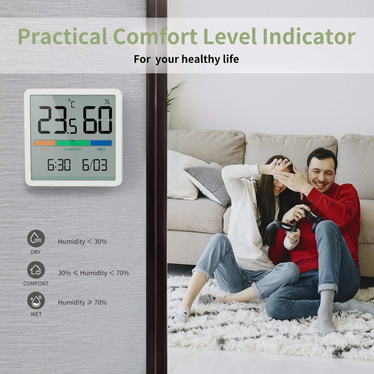 Home Indoor High-precision Baby Room C/F Temperature Monitor 5