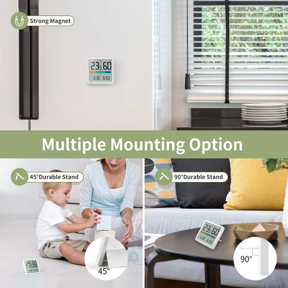 Home Indoor High-precision Baby Room C/F Temperature Monitor 4