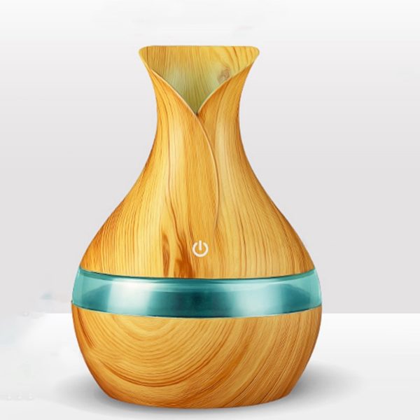 300 Ml Ultrasonic Air Humidifier Aroma Essential Oil Diffuser With Wood Grain 7 Color Changing Led Lights For Office Home 2