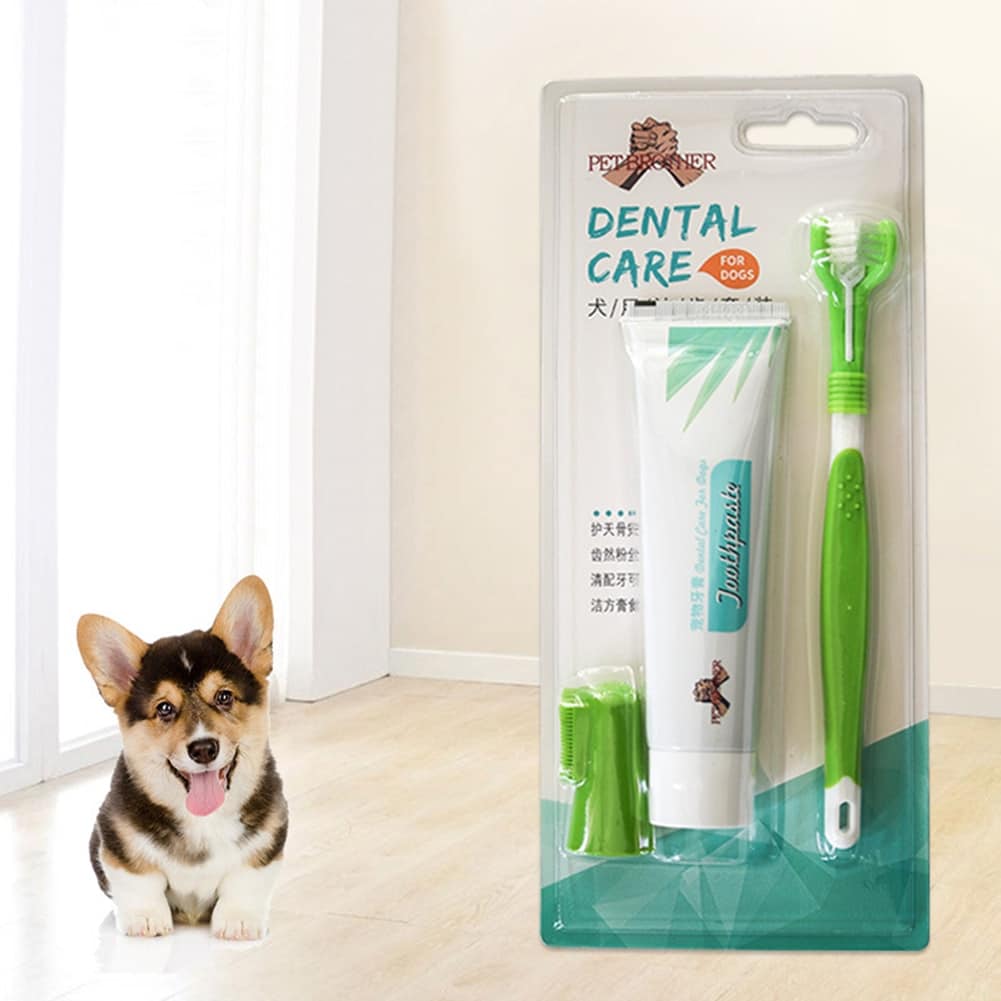 Pet Toothbrush Set Hot Puppy Vanilla/Beef Taste Toothbrush Toothpaste Dog Cat Finger Tooth Back Up Brush Care Health Supplies 4