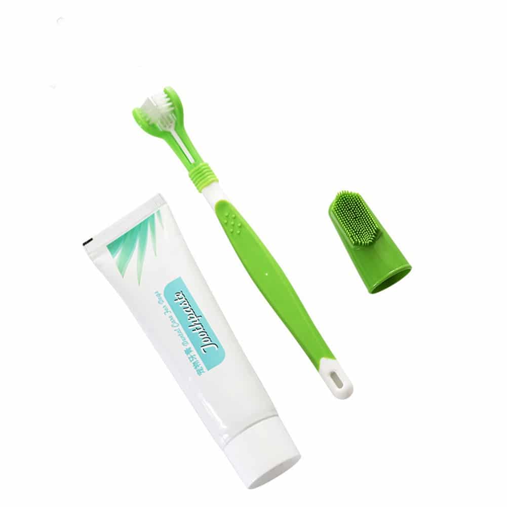 Pet Toothbrush Set Hot Puppy Vanilla/Beef Taste Toothbrush Toothpaste Dog Cat Finger Tooth Back Up Brush Care Health Supplies 3